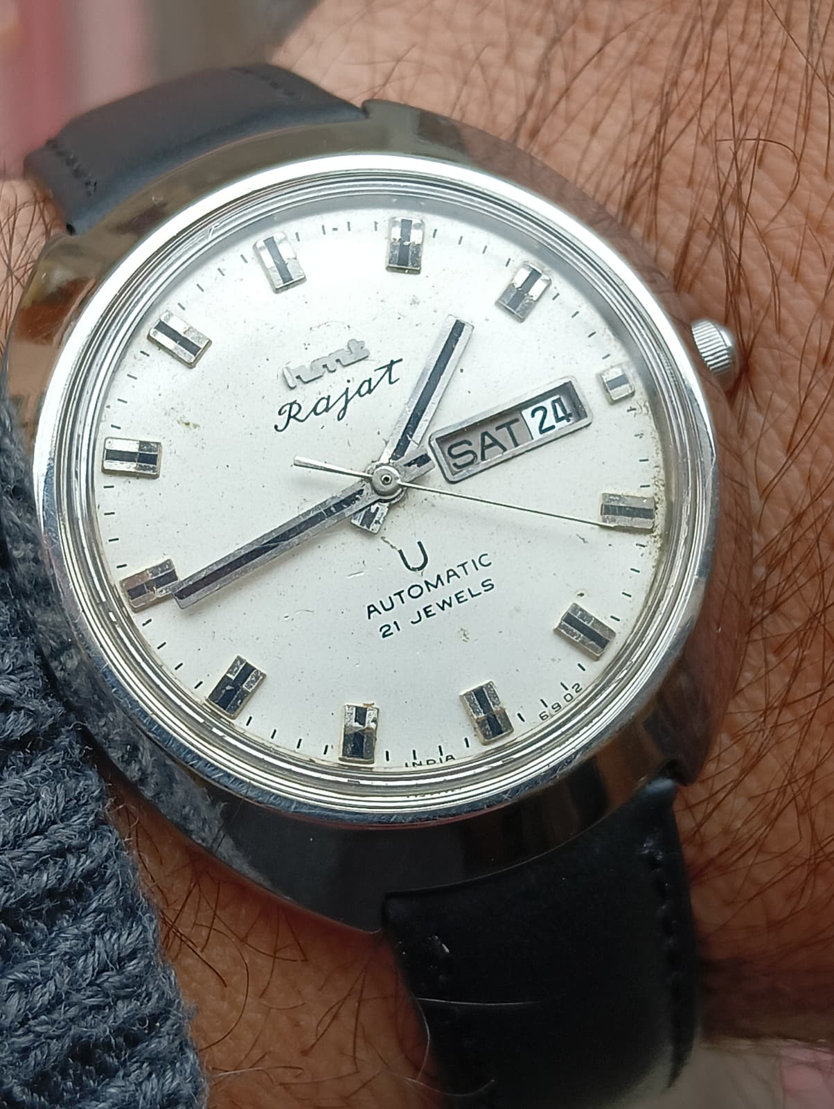 Vintage HMT Rajat Automatico – 21 Jewels – Giorno/Data – Made in India