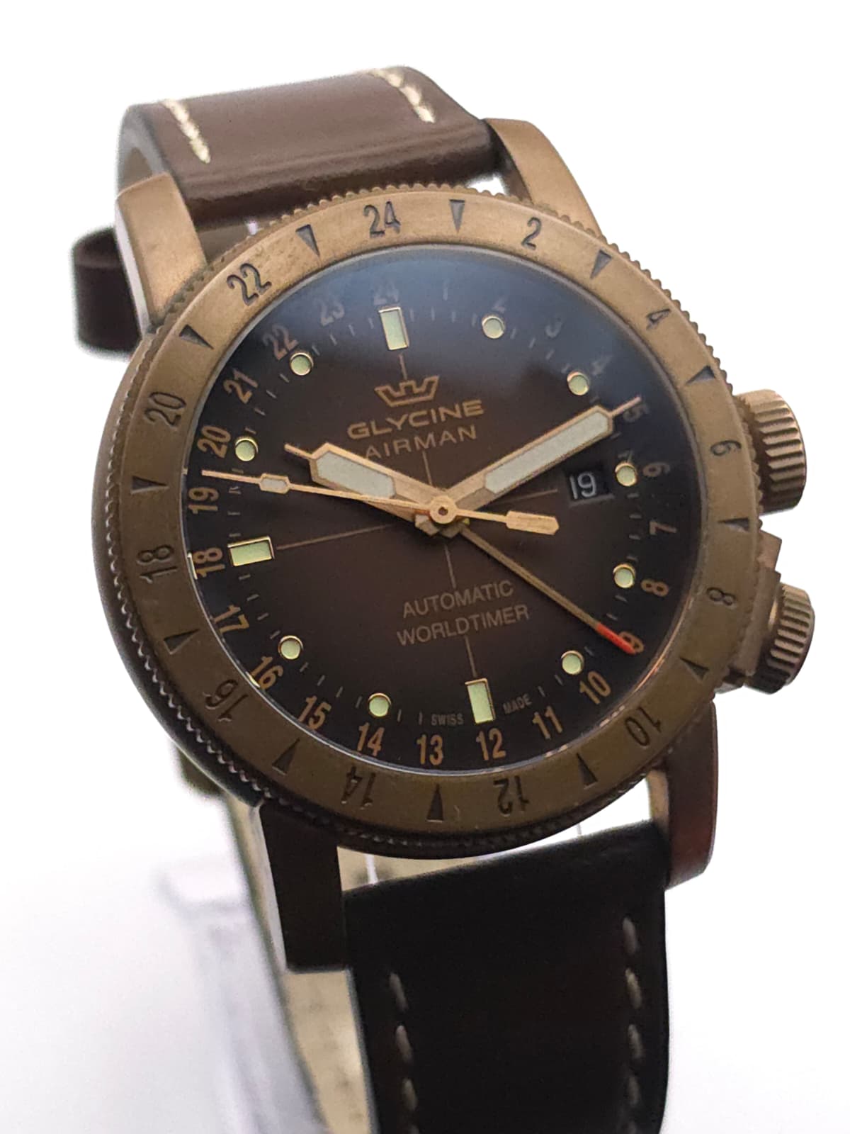 Glycine Airman 44 Bronze Automatic Worldtimer – Ref. GL0166