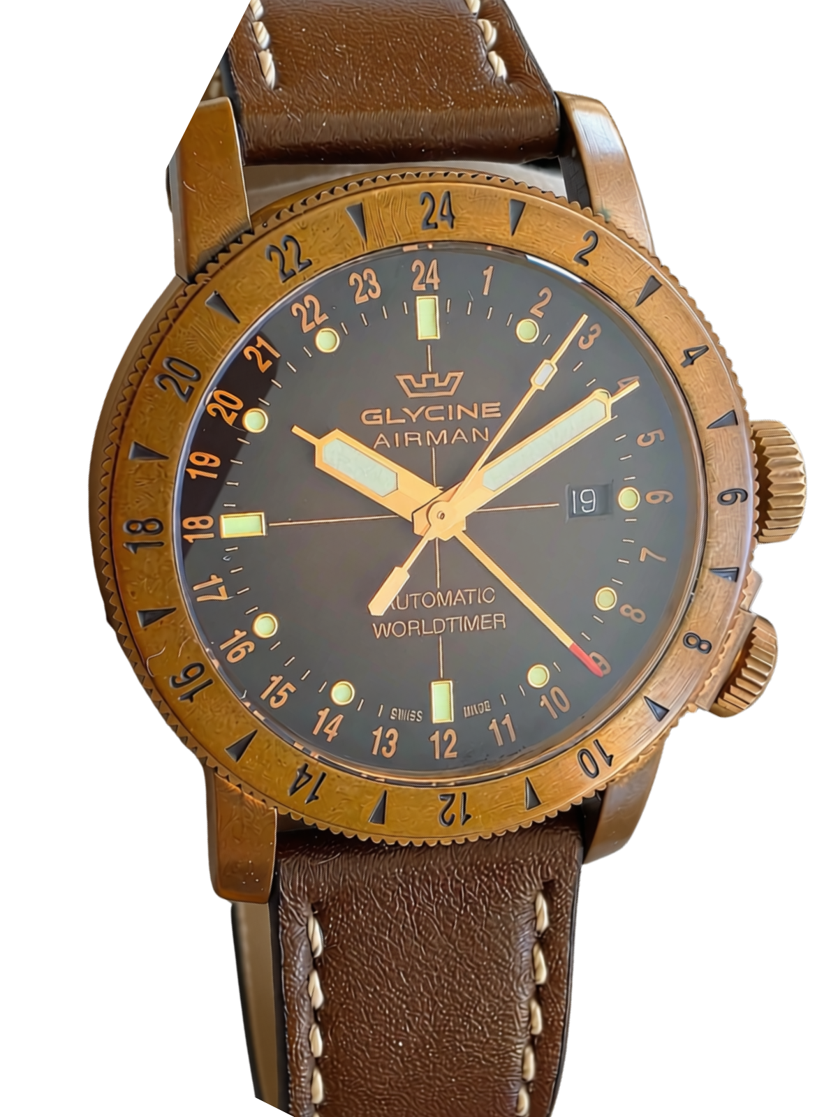Glycine Airman 44 Bronze Automatic Worldtimer – Ref. GL0166